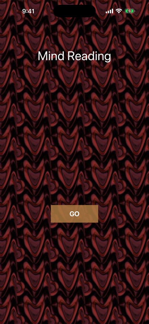 Start screen with the title "Mind Reading" and a GO button